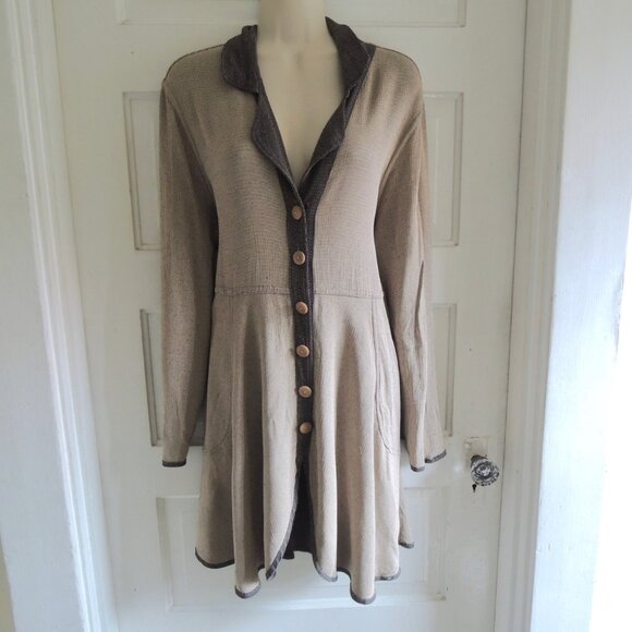 Vintage Jeanne Engelhart Brown & Tan Reversible Jacket Duster S *Runs L - Picture 2 of 11